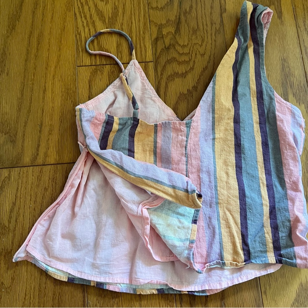 Les lis Vertical Striped Asymmetrical Women's Top crop shirt small s - Picture 8 of 9